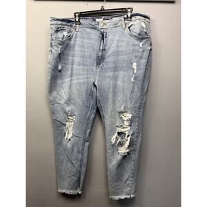 Wonderly Cropped Straight Jeans Womens‎ Plus Size 20w Light Wash Distressed
